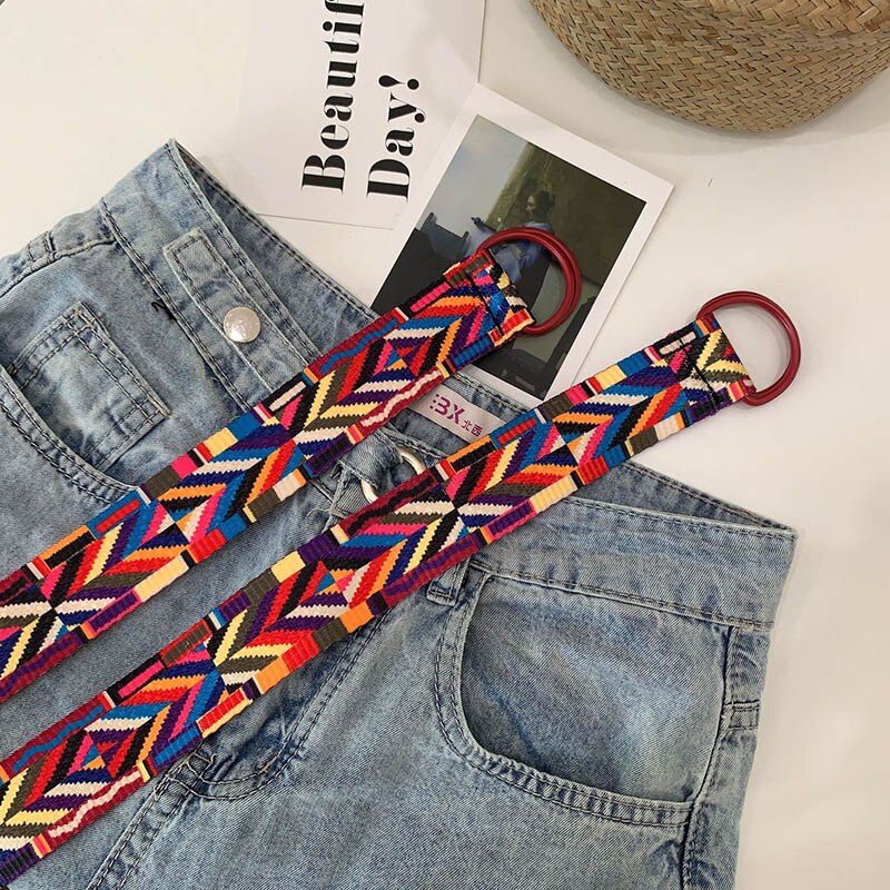CEINTURE RAYÉE EN TOILE IMPRIMÉE