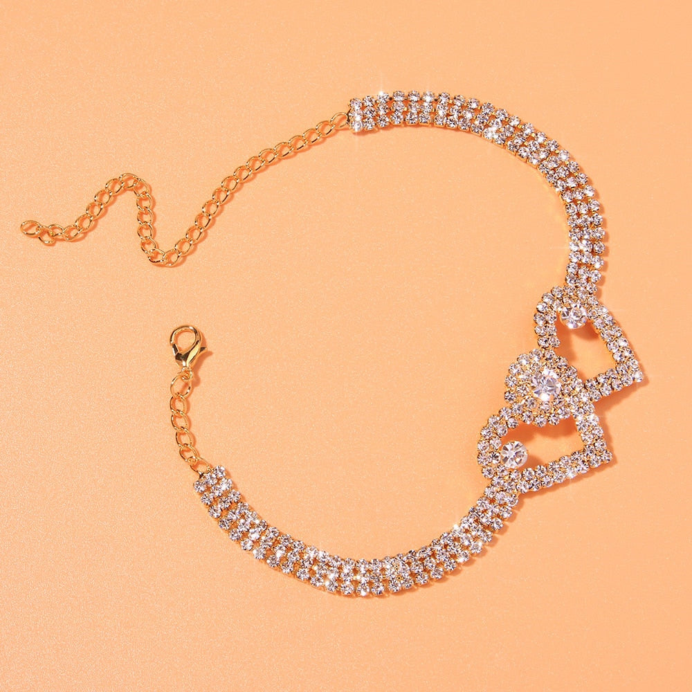 BRACELET DE CHEVILLE EN STRASS - BOSSOUASHOP