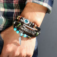Charger l&#39;image dans la galerie, BRACELET MULTICOUCHE VINTAGE EN CUIR FAIT À LA MAIN

