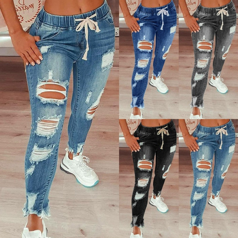 JEANS AVEC CORDON DE SERRAGE - BOSSOUASHOP