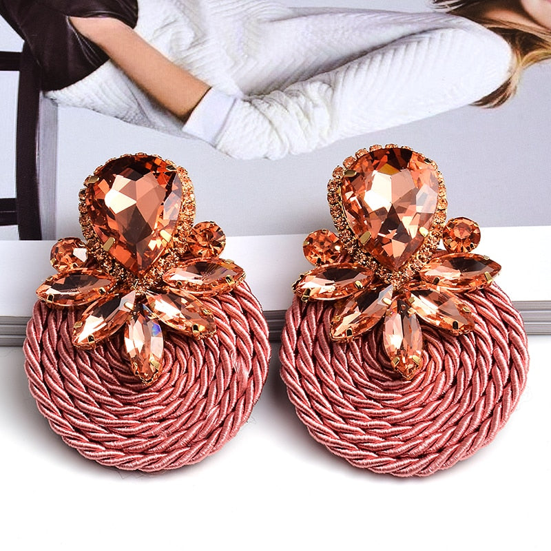 BOUCLES D'OREILLES RONDES EN CRISTAL COLORÉ