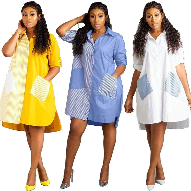 SHIRT DRESS - CHIC PATCHWORK MODE