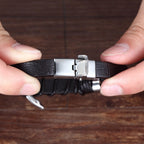 MEN'S STAINLESS STEEL LEATHER BRACELET 