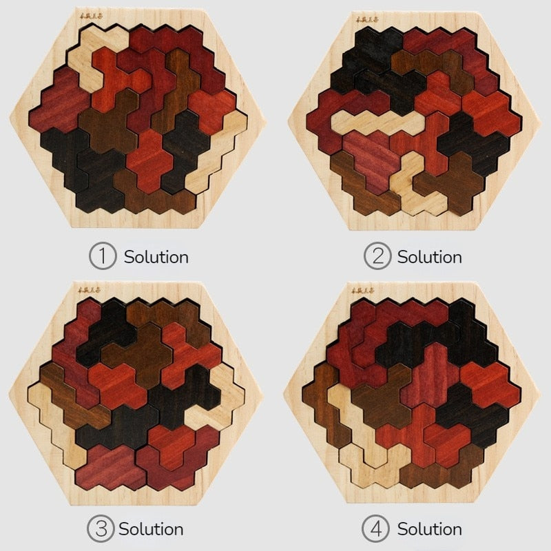 HEXAGONAL WOODEN PUZZLE 