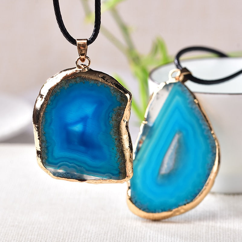 PENDENTIFS EN AGATE DE CRISTAL NATUREL - BOSSOUASHOP