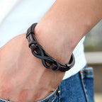 MEN'S STAINLESS STEEL LEATHER BRACELET 