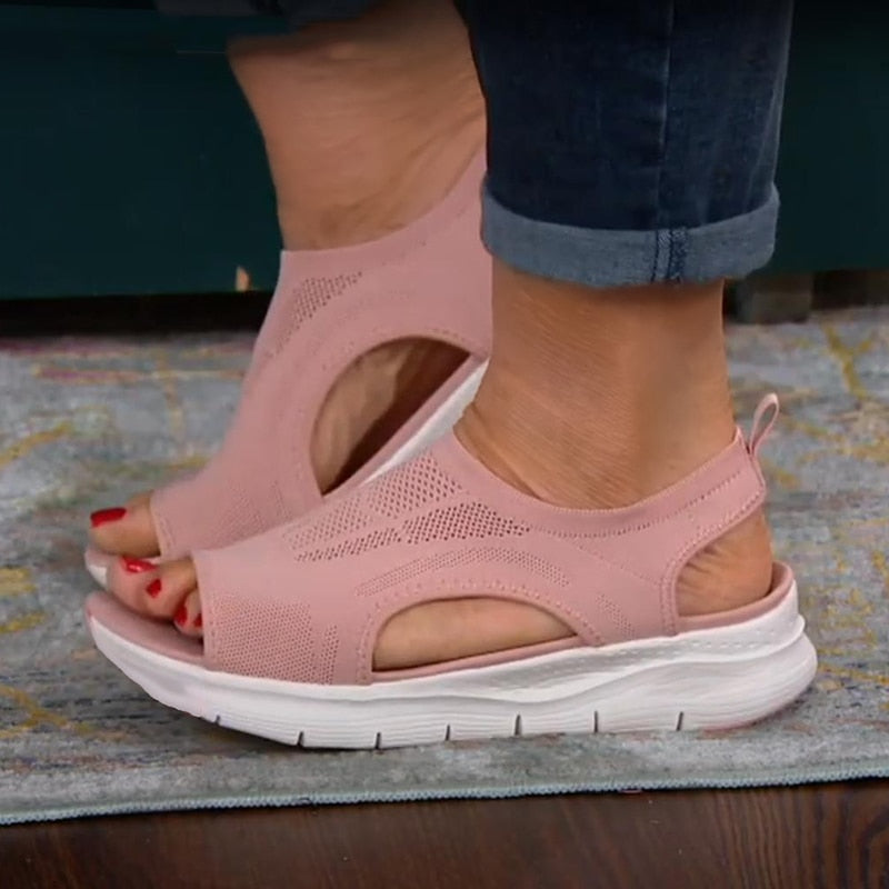MESH WEDGE SANDALS