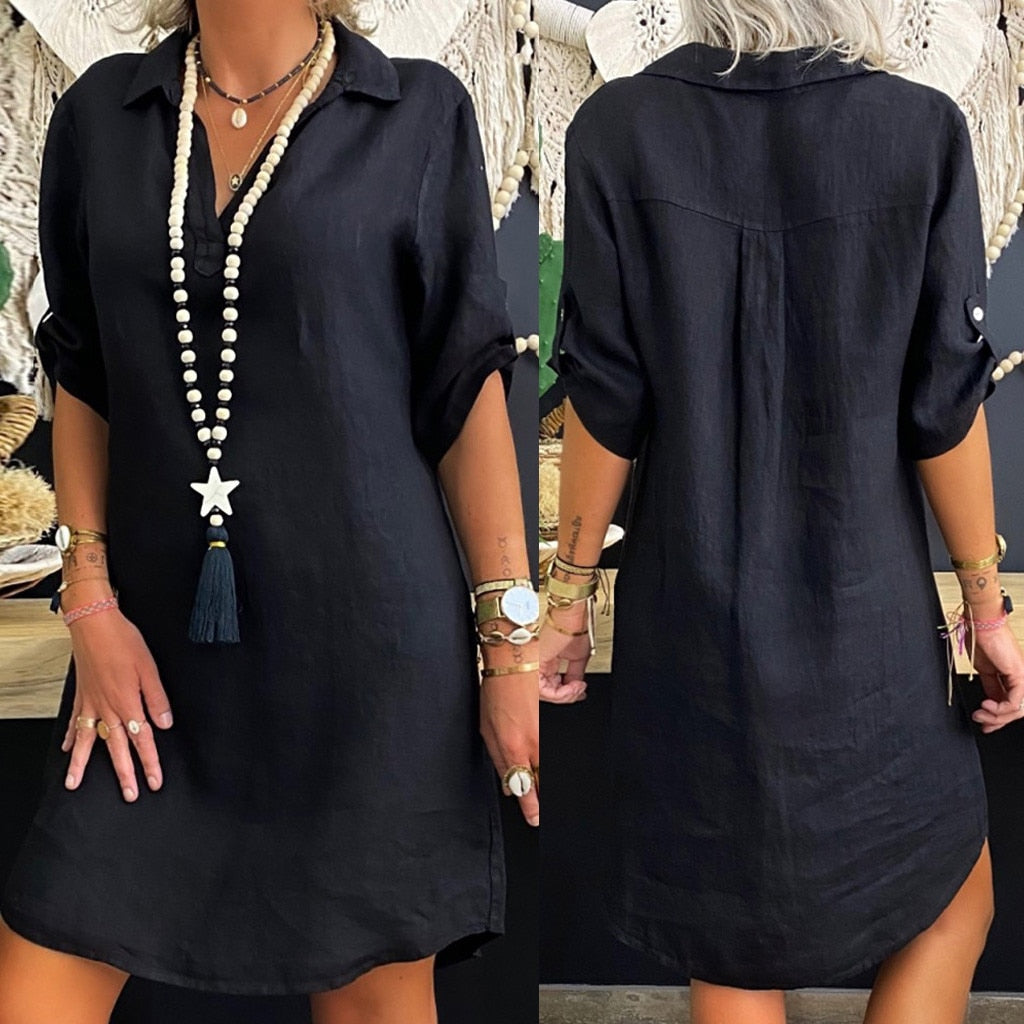 CHEMISE LONGUE EN LIN ET COTON - BOSSOUASHOP