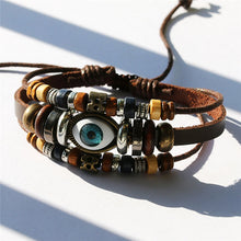 Charger l&#39;image dans la galerie, BRACELET MULTICOUCHE VINTAGE EN CUIR FAIT À LA MAIN

