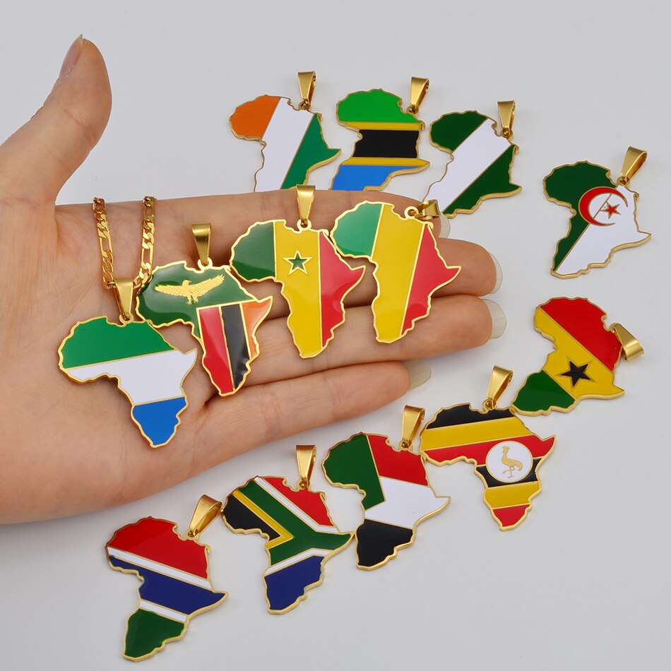 PENDENTIF A MOTIF DE CARTE D'AFRIQUE - BOSSOUASHOP