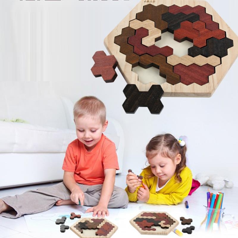 HEXAGONAL WOODEN PUZZLE 