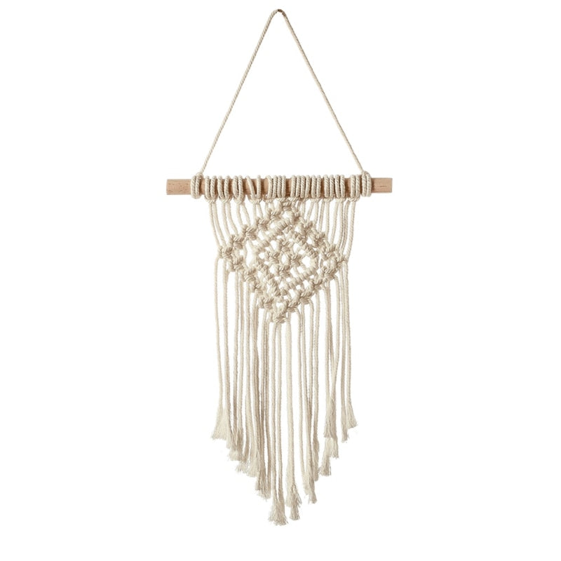TAPISSERIE MURALE SUSPENDUE EN MACRAMÉ. STYLE BOHO. FAIT A LA MAIN