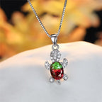 COLLIER DE TORTUE EN PIERRE ARC-EN-CIEL