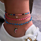 BRACELETS DE CHEVILLE EN PERLES COLORÉES BOHO