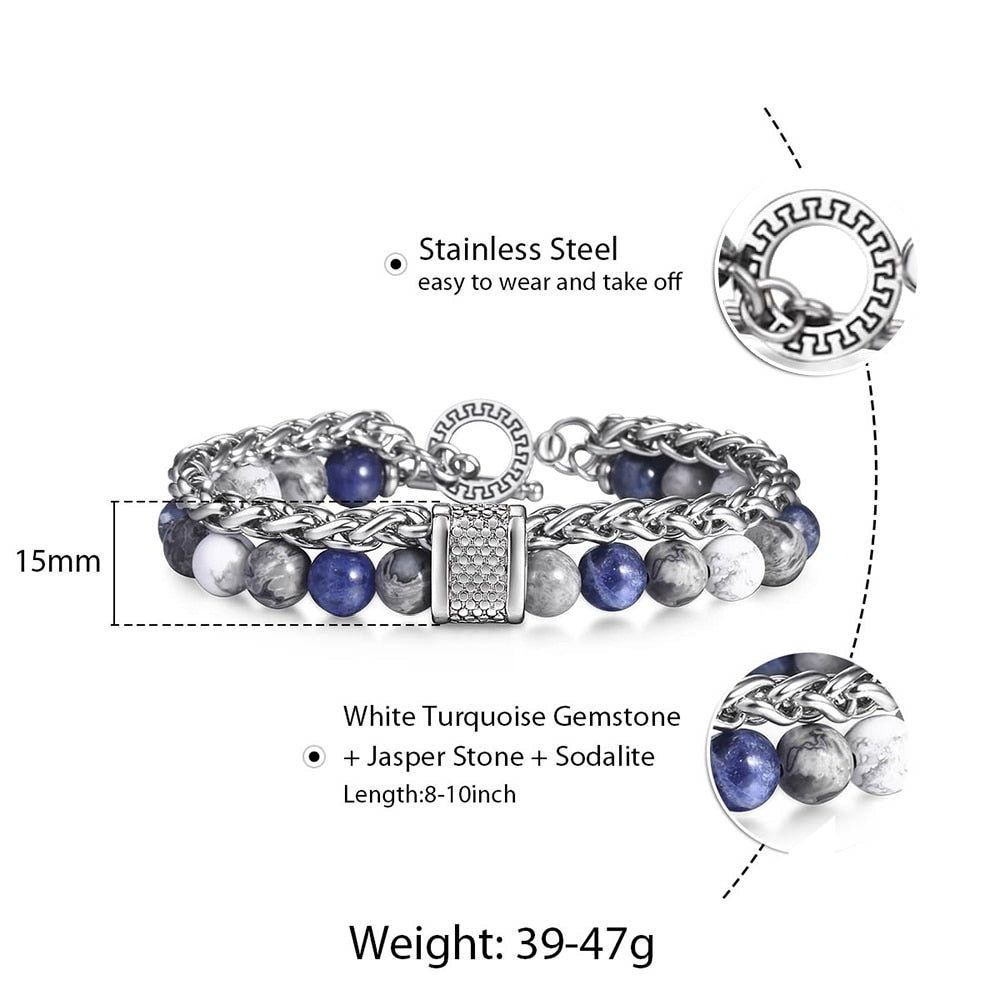 NATURAL MAP STONE BEADED BRACELET