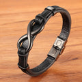 MEN'S STAINLESS STEEL LEATHER BRACELET 