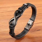 MEN'S STAINLESS STEEL LEATHER BRACELET 
