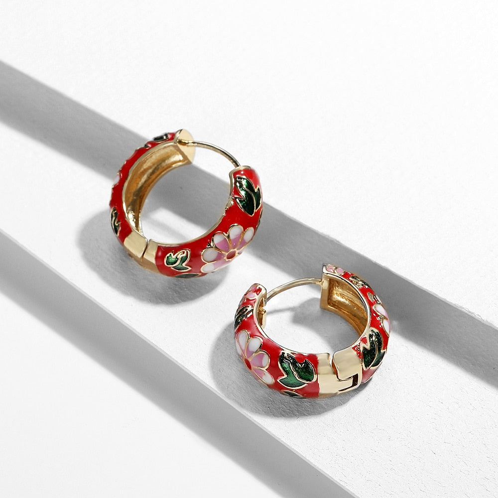 FLOWER HOOP EARRINGS 