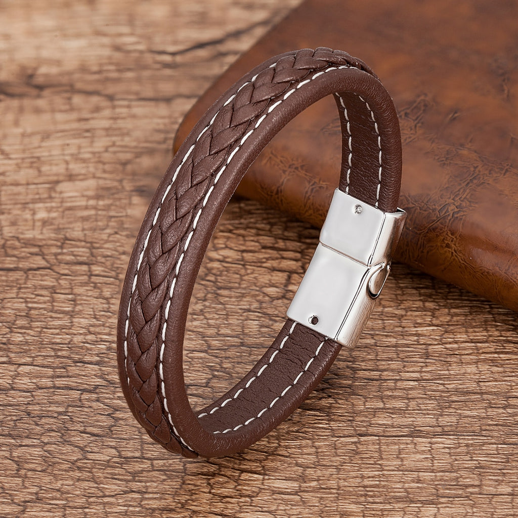 BRACELET EN CUIR TRESSÉ POUR HOMMES