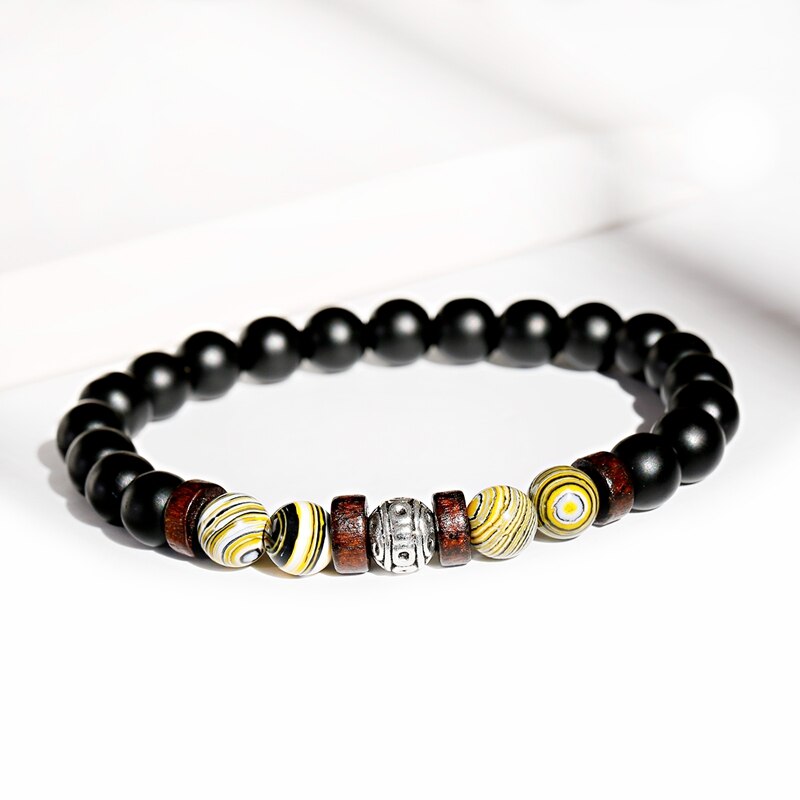 BRACELET RÉTRO EN PIERRE NOIRE ET BLANCHE