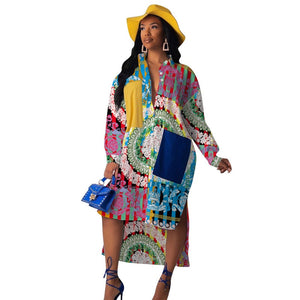 SHIRT DRESS - CHIC PATCHWORK MODE