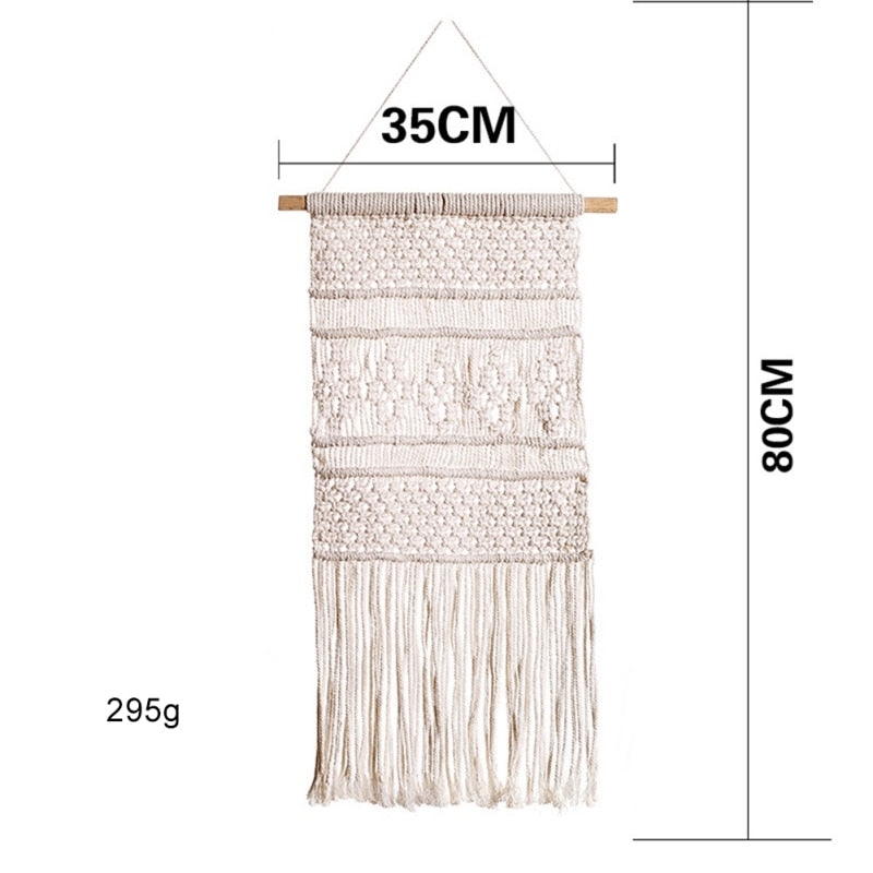 TAPISSERIE MURALE SUSPENDUE EN MACRAMÉ. STYLE BOHO. FAIT A LA MAIN