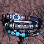 BRACELET MULTICOUCHE VINTAGE EN CUIR FAIT À LA MAIN