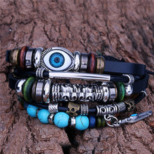 Charger l&#39;image dans la galerie, BRACELET MULTICOUCHE VINTAGE EN CUIR FAIT À LA MAIN
