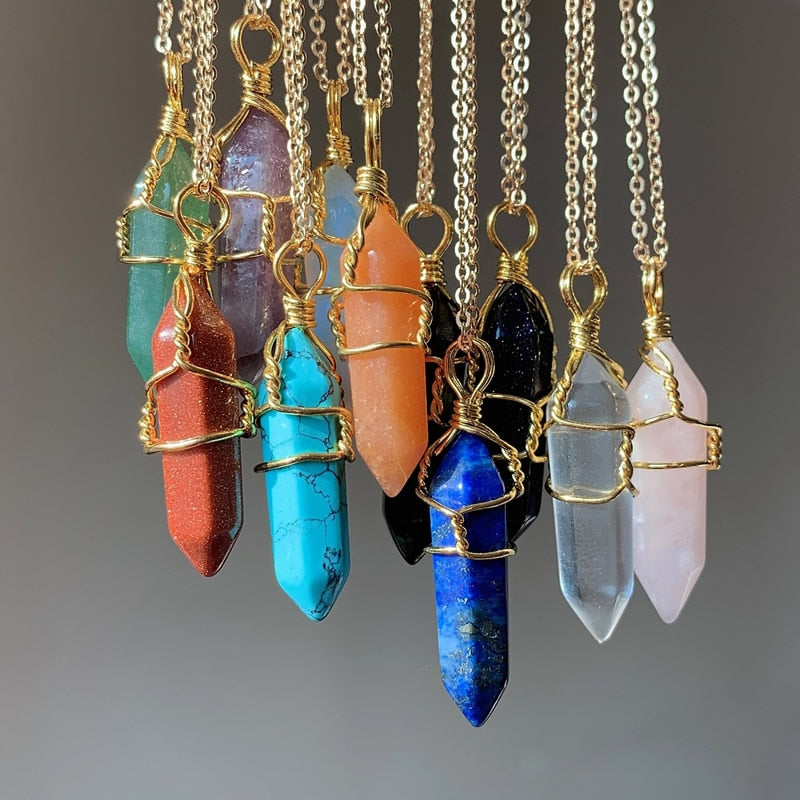 COLLIER PENDULE EN PIERRE NATURELLE - BOSSOUASHOP