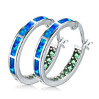 BOUCLES D'OREILLES RONDES EN OPALE DE FEU