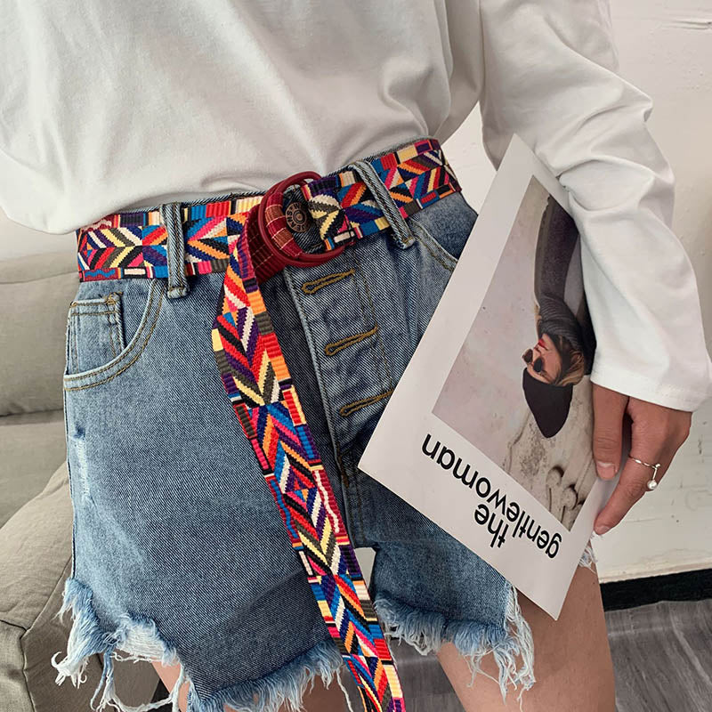 CEINTURE RAYÉE EN TOILE IMPRIMÉE
