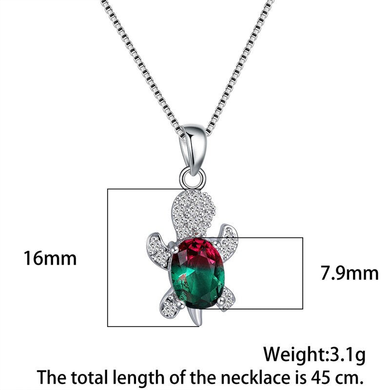 COLLIER DE TORTUE EN PIERRE ARC-EN-CIEL