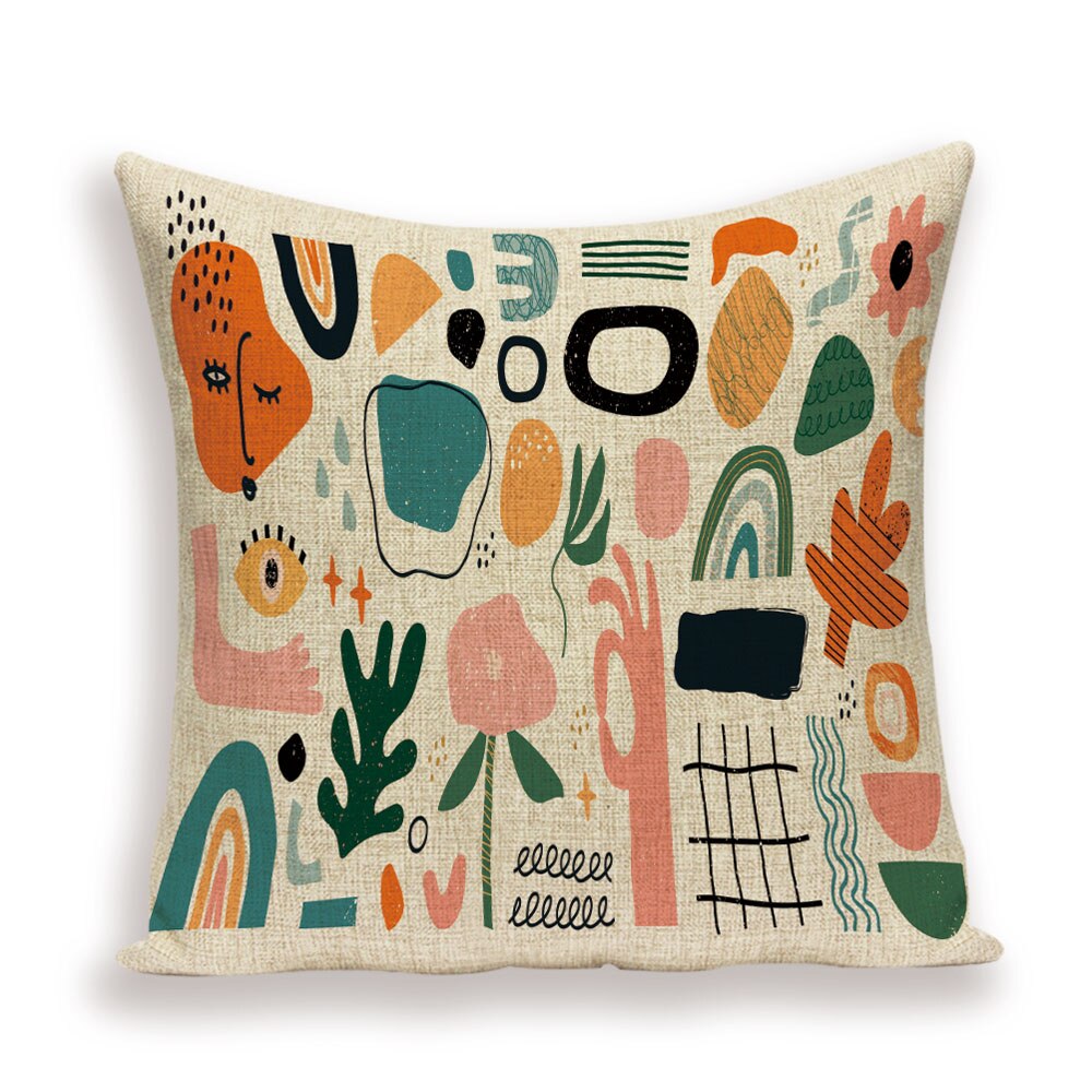 ABSTRACT CUSHION COVER, GEOMETRIC PATTERNS. 