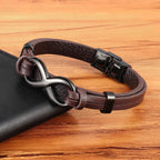 MEN'S STAINLESS STEEL LEATHER BRACELET 