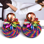 BOUCLES D'OREILLES RONDES EN CRISTAL COLORÉ