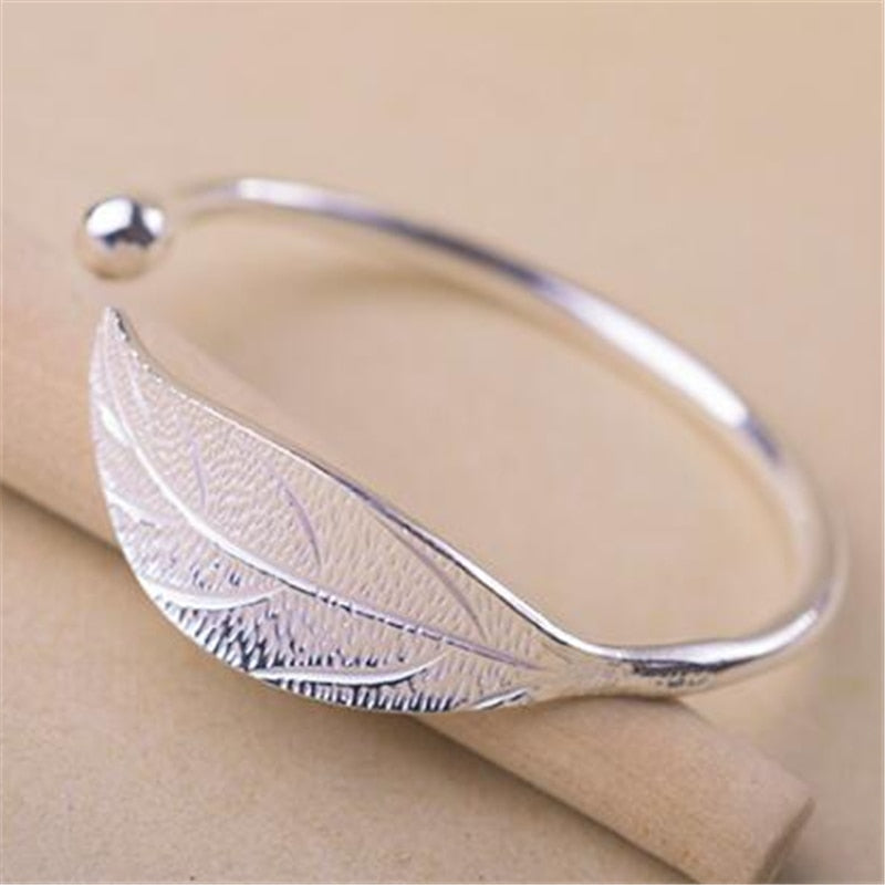 BRACELET A BRELOQUE EN FEUILLE PLAQUEE ARGENT POUR FEMMES - BOSSOUASHOP