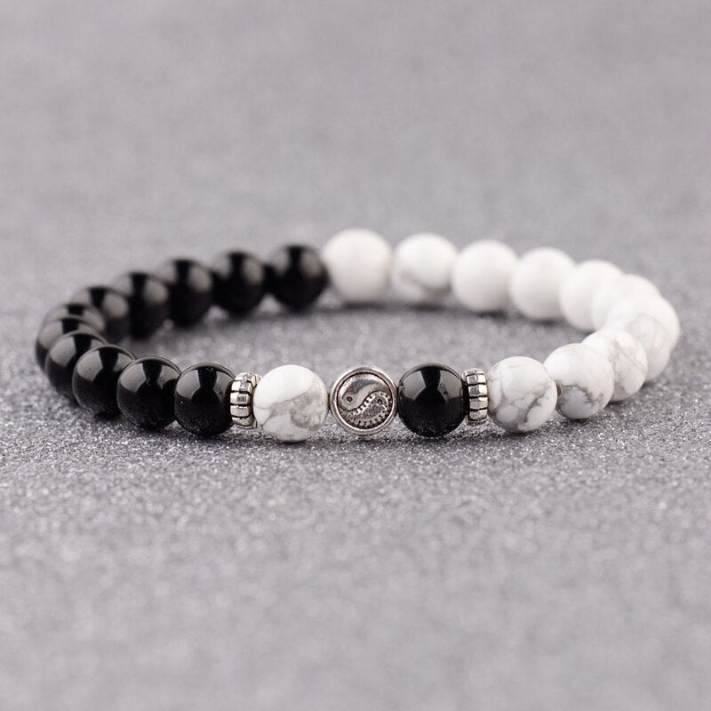 RETRO BLACK AND WHITE STONE BRACELET