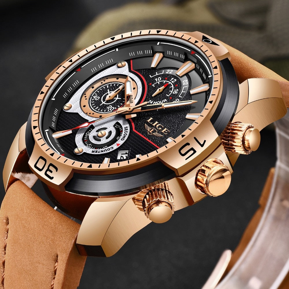 MONTRE TOP MARQUE DE LUXE EN CUIR - BOSSOUASHOP