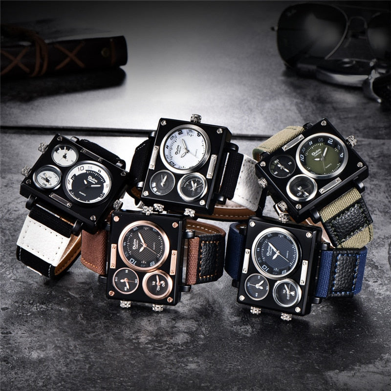MONTRE SPORT  À QUARTZ AVEC BRACELET EN TOILE POUR HOMMES