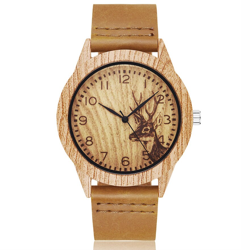 MONTRE -BRACELET EN BOIS IMITATION CERF-UNISEXE - BOSSOUASHOP