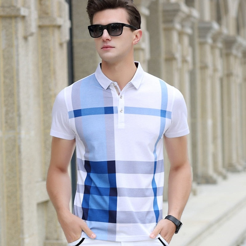 CLASSIC AND CASUAL PLAID POLO SHIRT 
