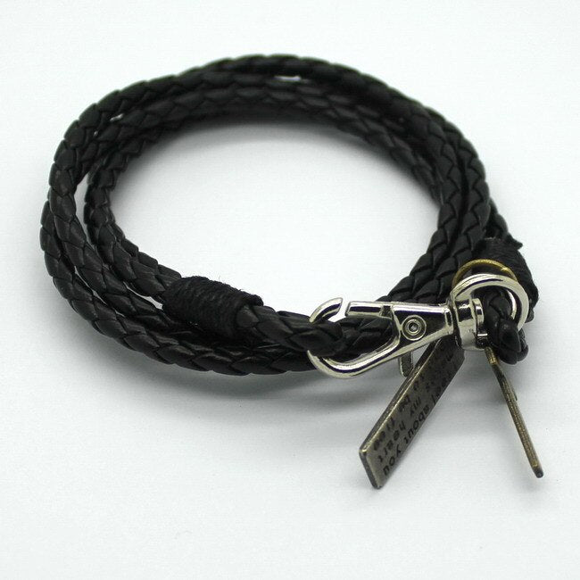 BRAIDED BRACELET IN BROWN LEATHER