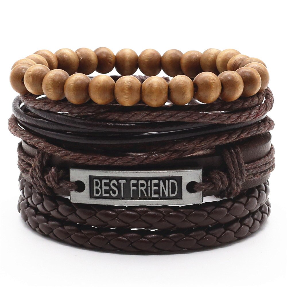 BRACELET EN CUIR 4 PIECES - UNISEXE - BOSSOUASHOP