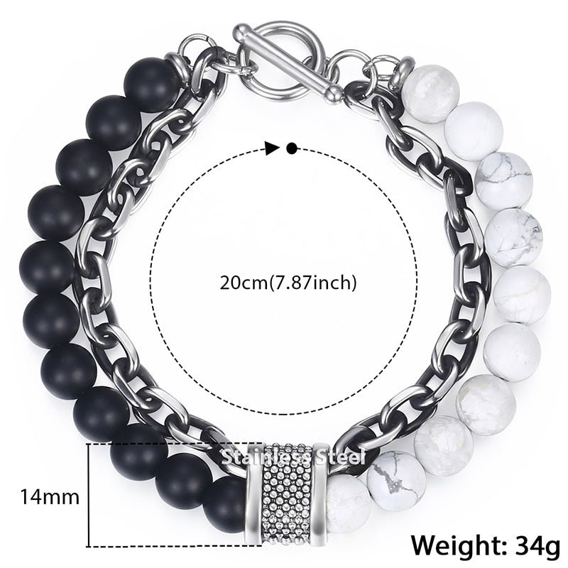 NATURAL MAP STONE BEADED BRACELET