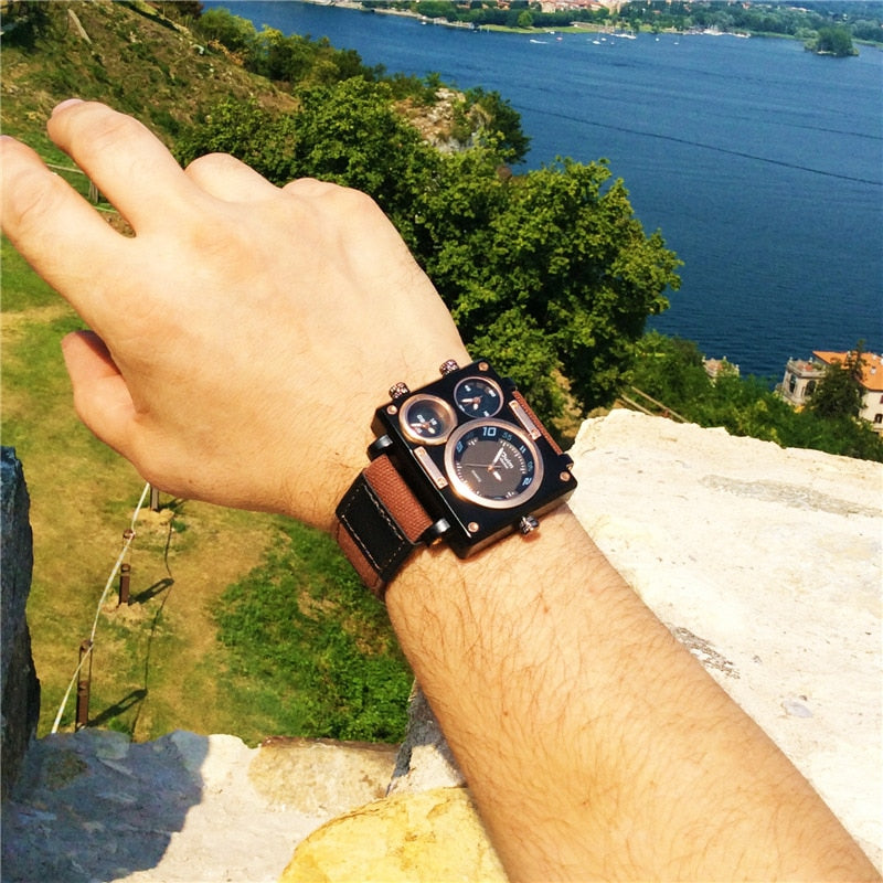SPORTS QUARTZ WATCH WITH CANVAS STRAP FOR MEN 