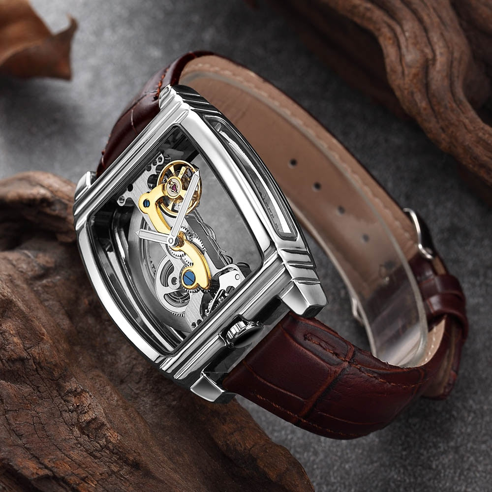 MONTRE MECANIQUE TRANSPARENTE ET AUTOMATIQUE POUR HOMMES - BOSSOUASHOP