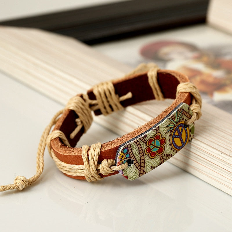 HANDMADE LEATHER RETRO HIPPIE BRACELET 