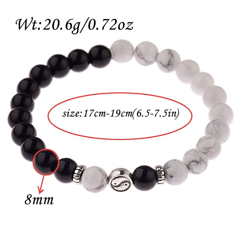 BRACELET RÉTRO EN PIERRE NOIRE ET BLANCHE