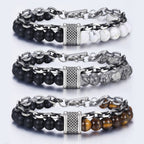 NATURAL MAP STONE BEADED BRACELET