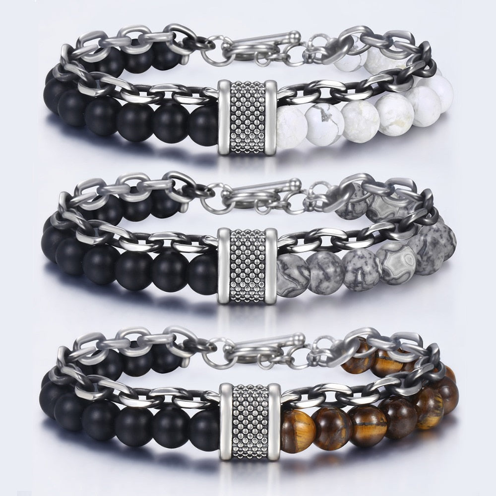 BRACELET PERLÉ EN PIERRE DE CARTE NATURELLE